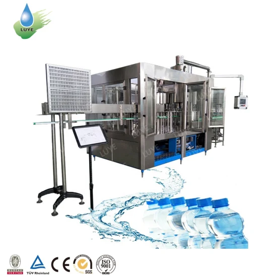 Macchina per l'imbottigliamento di bevande analcoliche gassate succhi di frutta di acqua minerale pura liquida automatica Lavaggio di bottiglie per animali domestici/vetro Tappatura e confezionatrice di riempimento